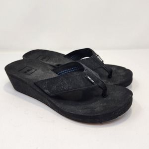 Teva Womens Mush Mandalyn Wedge 2 Black Thong Sandals Size 8 Slip On Shoes